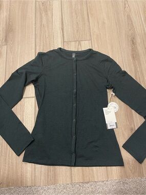 NWT Vuori Long Sleeve Halo Snap Cardigan Evergreen Heather Sz S VW1467